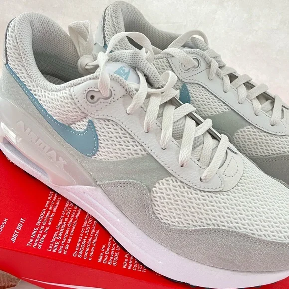 Nike Air Max White and Light Blue Athletic Shoes - Picture 3 of 12